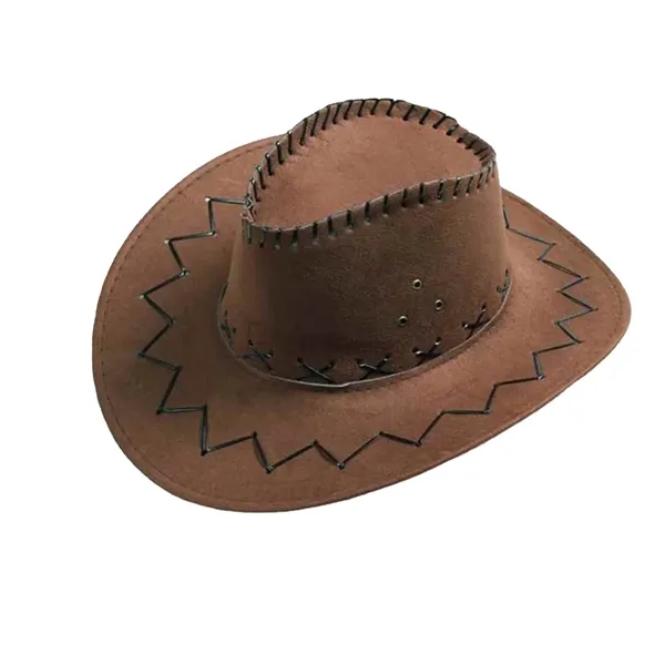 Faux Felt Cowboy Hat With Cords - Faux Felt Cowboy Hat With Cords - Image 1 of 3