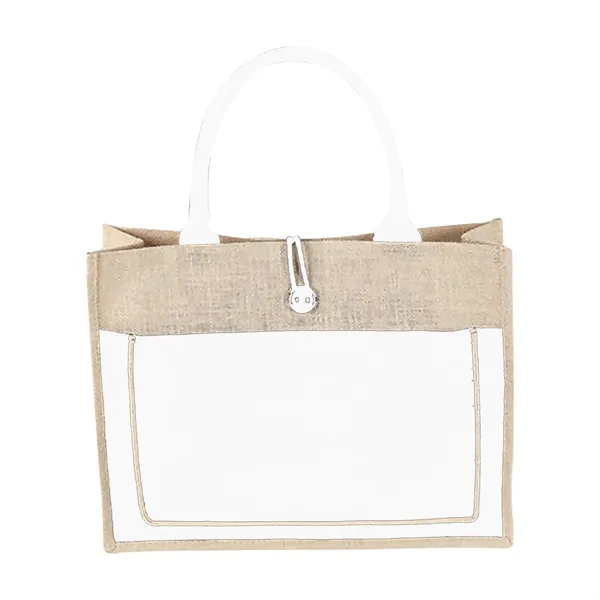 Jute Tote Bag with Handles Button Closure - Jute Tote Bag with Handles Button Closure - Image 8 of 10