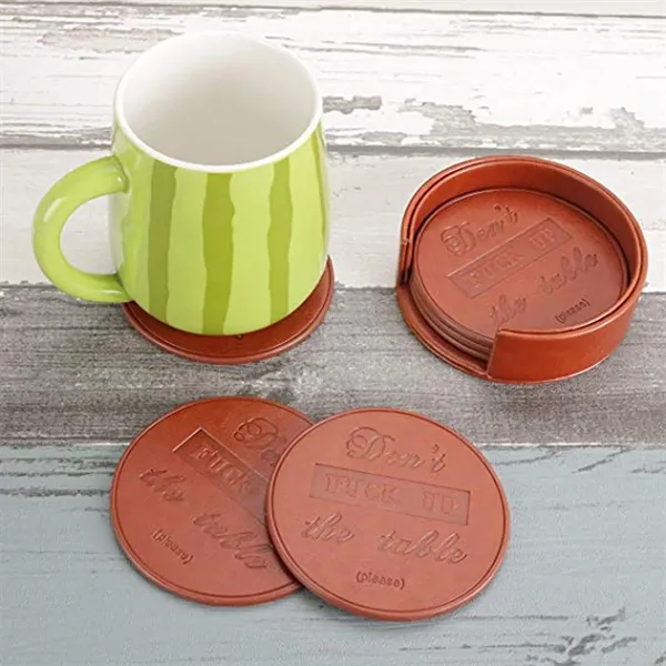 Leather Round Coaster - Leather Round Coaster - Image 1 of 3