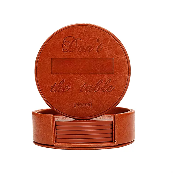 Leather Round Coaster - Leather Round Coaster - Image 3 of 3