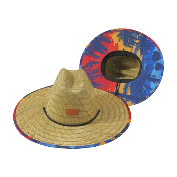 Lifeguard Straw Hat with Color Underbrim & Patch - Lifeguard Straw Hat with Color Underbrim & Patch - Image 4 of 12