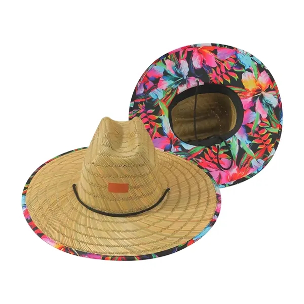 Lifeguard Straw Hat with Color Underbrim & Patch - Lifeguard Straw Hat with Color Underbrim & Patch - Image 5 of 12