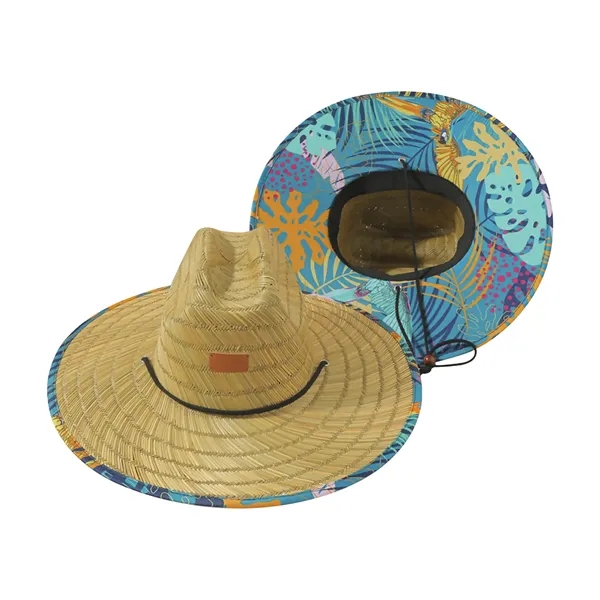 Lifeguard Straw Hat with Color Underbrim & Patch - Lifeguard Straw Hat with Color Underbrim & Patch - Image 6 of 12