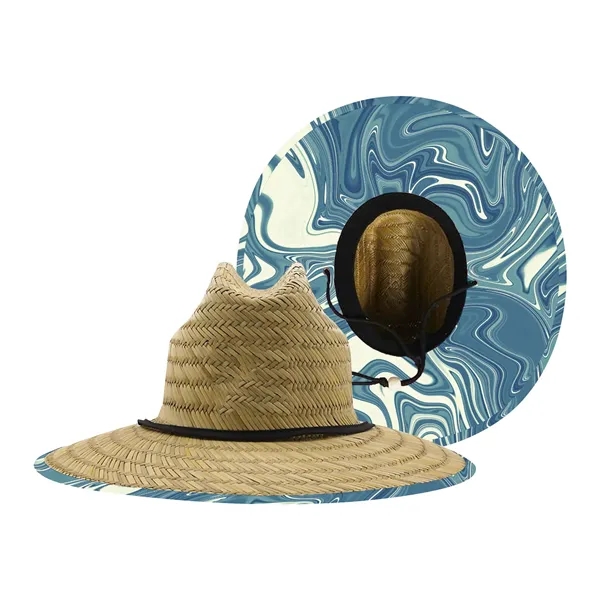 Lifeguard Straw Hat with Color Underbrim & Patch - Lifeguard Straw Hat with Color Underbrim & Patch - Image 10 of 12