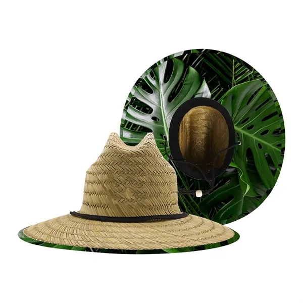 Lifeguard Straw Hat with Color Underbrim & Patch - Lifeguard Straw Hat with Color Underbrim & Patch - Image 11 of 12