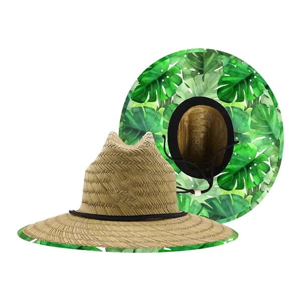 Lifeguard Straw Hat with Color Underbrim & Patch - Lifeguard Straw Hat with Color Underbrim & Patch - Image 12 of 12