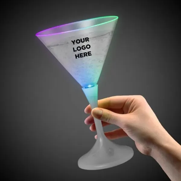 7 1/4 oz. LED Lighted Frosted Martini Glass - 7 1/4 oz. LED Lighted Frosted Martini Glass - Image 0 of 4