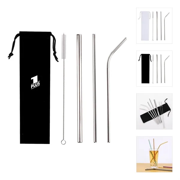 4pc Stainless Steel Bubble Straw Set w/ Bag - 4pc Stainless Steel Bubble Straw Set w/ Bag - Image 0 of 3