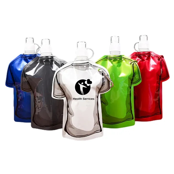 T Shirt Shaped Foldable Water Bottle with Carabiner - T Shirt Shaped Foldable Water Bottle with Carabiner - Image 0 of 3
