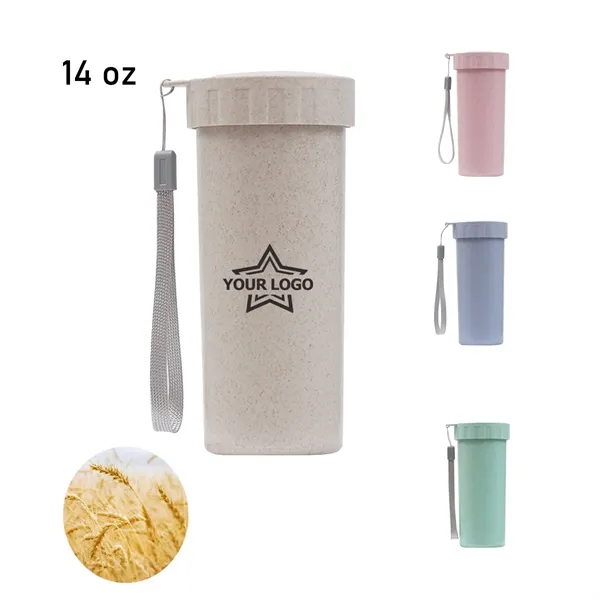 14OZ Portable Reusable Wheat Straw Cup Bottle - 14OZ Portable Reusable Wheat Straw Cup Bottle - Image 0 of 4