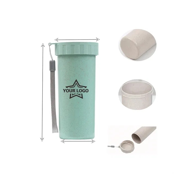 14OZ Portable Reusable Wheat Straw Cup Bottle - 14OZ Portable Reusable Wheat Straw Cup Bottle - Image 1 of 4