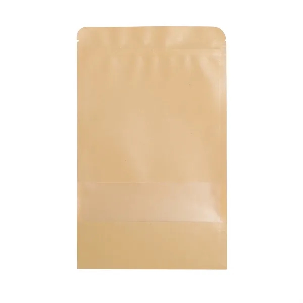 White Kraft Zipper Paper Bag W/ Frosted Window - White Kraft Zipper Paper Bag W/ Frosted Window - Image 1 of 4