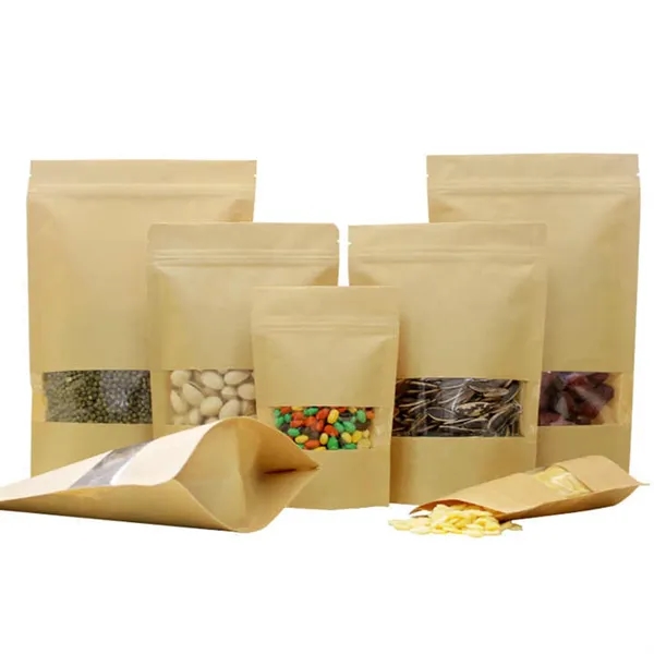 White Kraft Zipper Paper Bag W/ Frosted Window - White Kraft Zipper Paper Bag W/ Frosted Window - Image 2 of 4