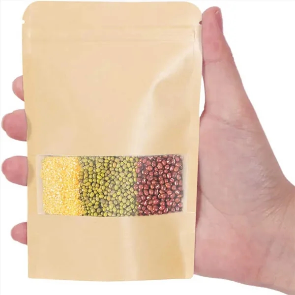 White Kraft Zipper Paper Bag W/ Frosted Window - White Kraft Zipper Paper Bag W/ Frosted Window - Image 3 of 4
