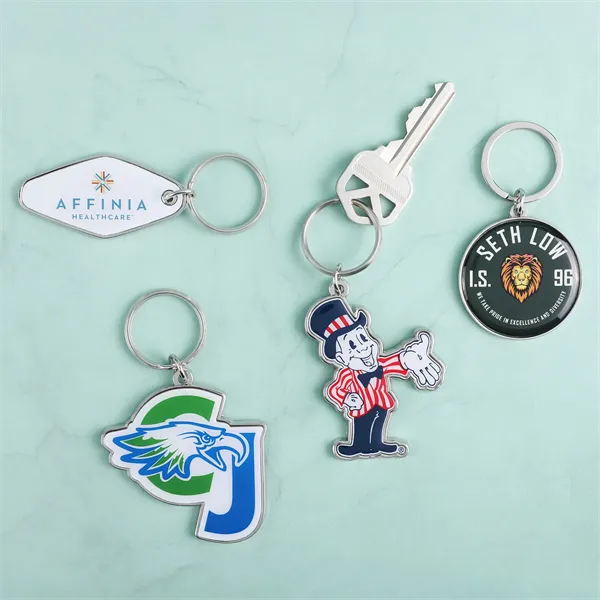 Custom Die Cast Keychain w/Offset Print & Epoxy Dome - Custom Die Cast Keychain w/Offset Print & Epoxy Dome - Image 0 of 3