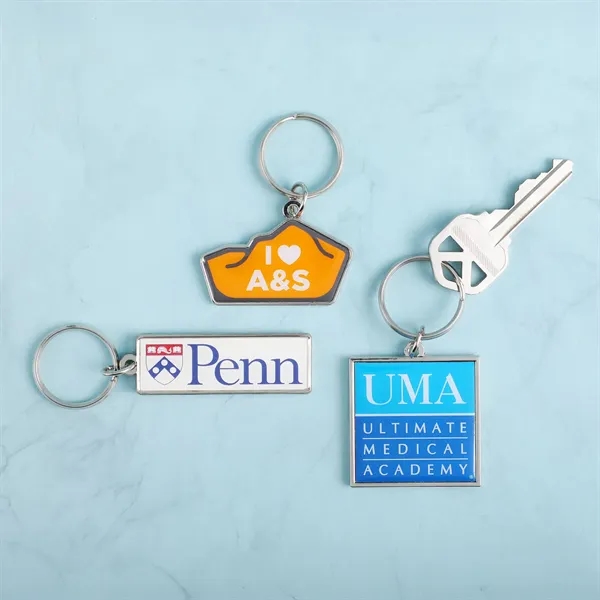 Custom Die Cast Keychain w/Offset Print & Epoxy Dome - Custom Die Cast Keychain w/Offset Print & Epoxy Dome - Image 2 of 3