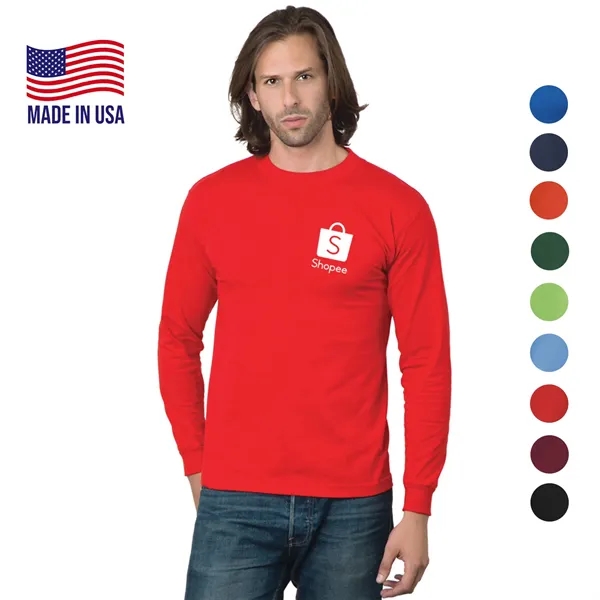 USA-Union Made Pre-Shrunk Long Sleeve Crew Tee Shirt - USA-Union Made Pre-Shrunk Long Sleeve Crew Tee Shirt - Image 0 of 9