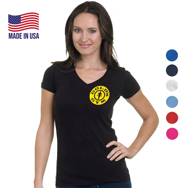 MADE IN USA Junior Fine Jersey V-Neck Tee - MADE IN USA Junior Fine Jersey V-Neck Tee - Image 0 of 7