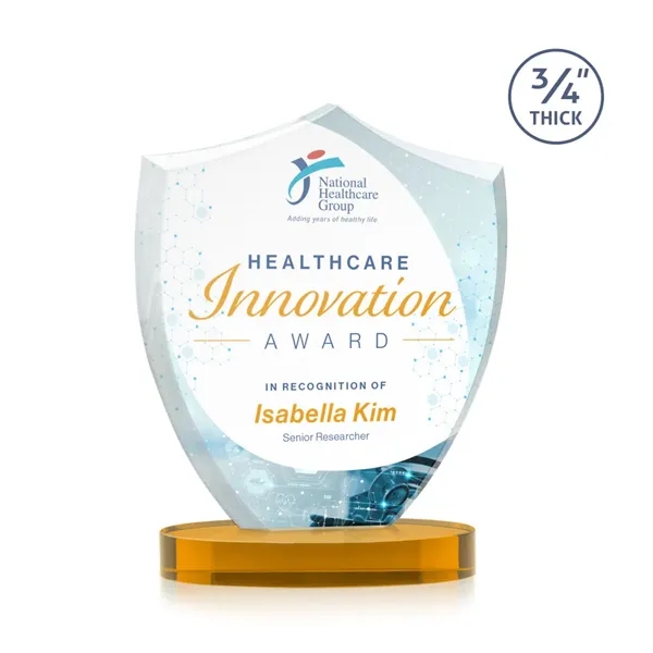 Scudo Shield VividPrint™ Award on Alberton Base - Amber - Scudo Shield VividPrint™ Award on Alberton Base - Amber - Image 3 of 6