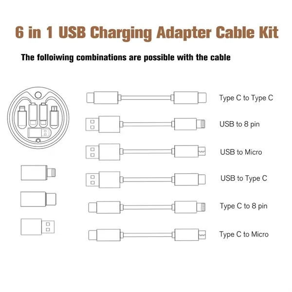 Multi USB Adapter Kit Fast Charging Cable Bamboo Storage Box - Multi USB Adapter Kit Fast Charging Cable Bamboo Storage Box - Image 2 of 4