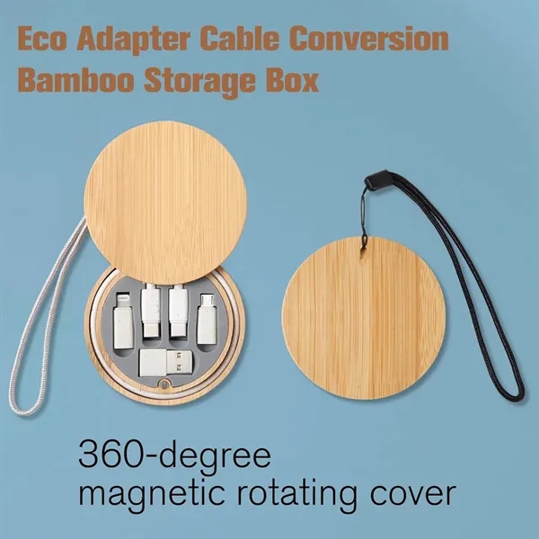 Multi USB Adapter Kit Fast Charging Cable Bamboo Storage Box - Multi USB Adapter Kit Fast Charging Cable Bamboo Storage Box - Image 3 of 4