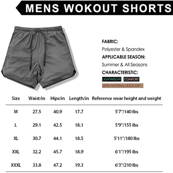 Men's Double Layer Sports Shorts - Men's Double Layer Sports Shorts - Image 8 of 8