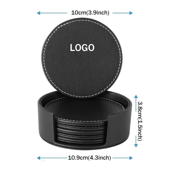 Set of 6 Leather Drink Coasters - Set of 6 Leather Drink Coasters - Image 1 of 4