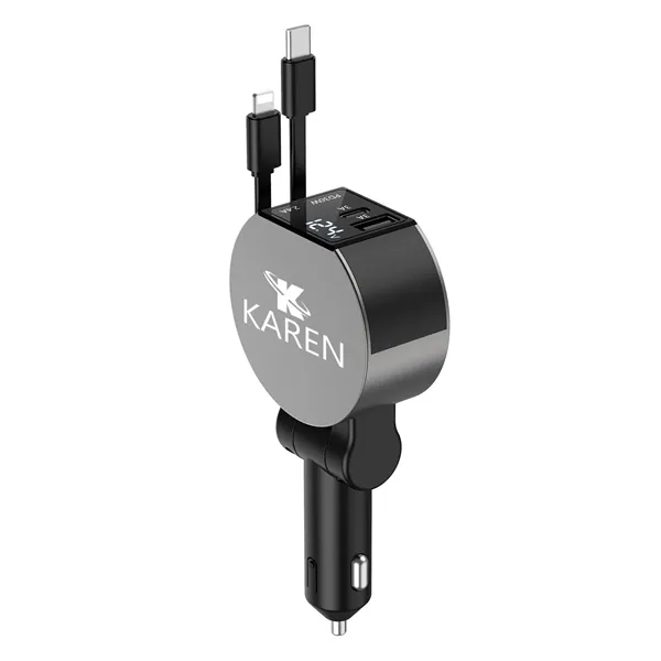 4 in 1 Compact Retractable Fast Car Charger - 4 in 1 Compact Retractable Fast Car Charger - Image 0 of 4