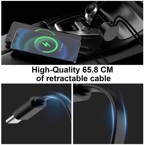 4 in 1 Compact Retractable Fast Car Charger - 4 in 1 Compact Retractable Fast Car Charger - Image 1 of 4