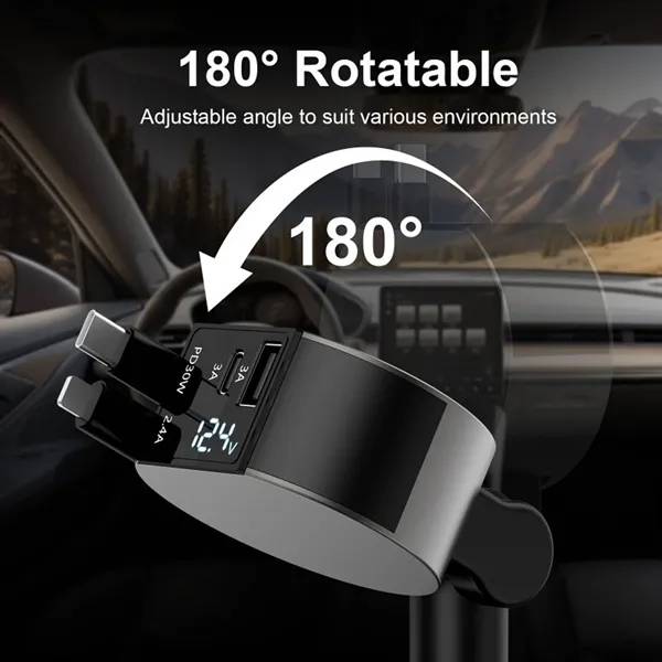 4 in 1 Compact Retractable Fast Car Charger - 4 in 1 Compact Retractable Fast Car Charger - Image 2 of 4