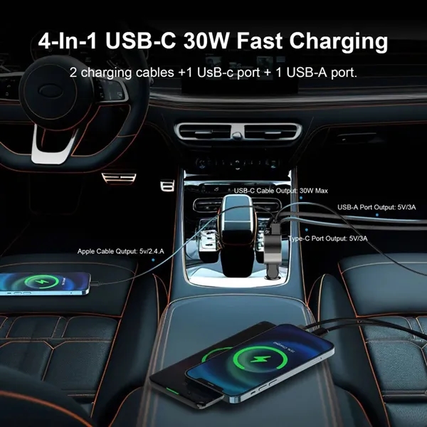 4 in 1 Compact Retractable Fast Car Charger - 4 in 1 Compact Retractable Fast Car Charger - Image 3 of 4