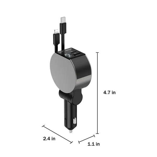 4 in 1 Compact Retractable Fast Car Charger - 4 in 1 Compact Retractable Fast Car Charger - Image 4 of 4