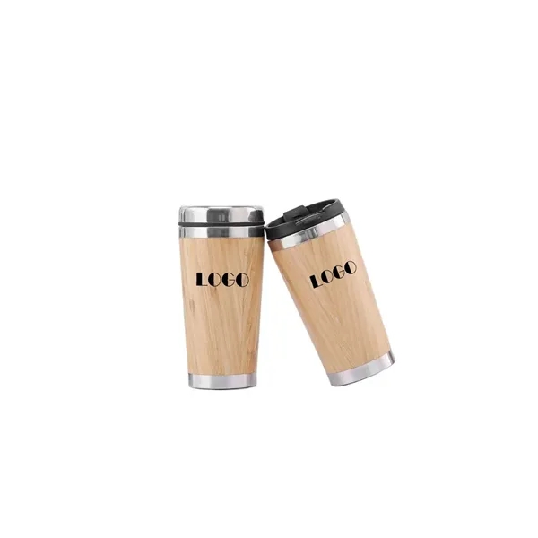Stainless Steel Coffee Cup with a Natural Bamboo Shell - Stainless Steel Coffee Cup with a Natural Bamboo Shell - Image 0 of 1
