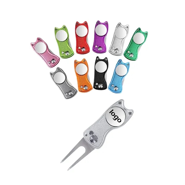 Fold-Out Golf Divot Tool With Removable Magnetic Disc - Fold-Out Golf Divot Tool With Removable Magnetic Disc - Image 0 of 1