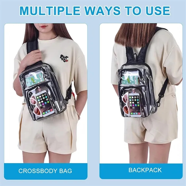 3 in 1 Crossbody Backpack Stadium Approved Clear Sling Bag - 3 in 1 Crossbody Backpack Stadium Approved Clear Sling Bag - Image 3 of 3