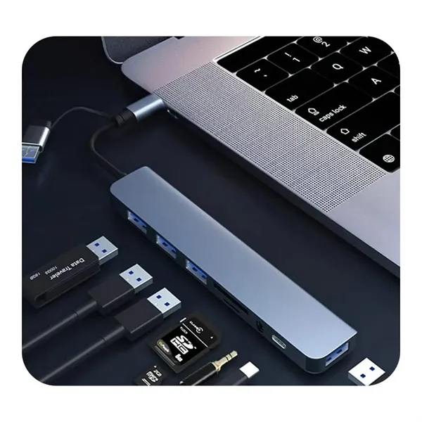 Portable Aluminum Type-C & USB Multifunction Hub - Portable Aluminum Type-C & USB Multifunction Hub - Image 1 of 1
