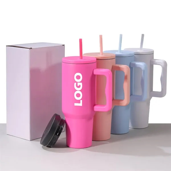 40 oz Leak-Proof Car Tumbler with Straws and Lids - 40 oz Leak-Proof Car Tumbler with Straws and Lids - Image 0 of 2