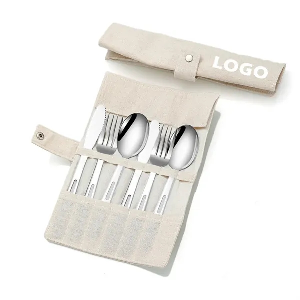 7-Piece Stainless Steel Cutlery Set With Storage Bag - 7-Piece Stainless Steel Cutlery Set With Storage Bag - Image 0 of 2