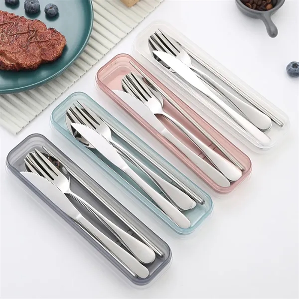 Portable Stainless Steel Cutlery Set with PP Storage Case - Portable Stainless Steel Cutlery Set with PP Storage Case - Image 2 of 2