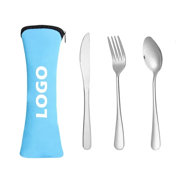 Portable Stainless Steel Cutlery Set for School and Outdoors - Portable Stainless Steel Cutlery Set for School and Outdoors - Image 0 of 2
