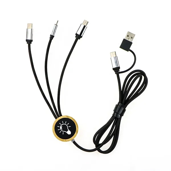 6-in-1 Eco-Friendly Bamboo LED Charging Cable - 6-in-1 Eco-Friendly Bamboo LED Charging Cable - Image 1 of 3