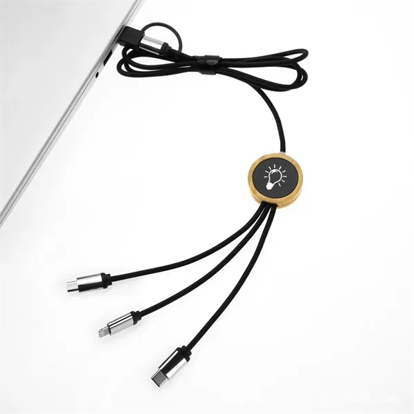 6-in-1 Eco-Friendly Bamboo LED Charging Cable - 6-in-1 Eco-Friendly Bamboo LED Charging Cable - Image 2 of 3