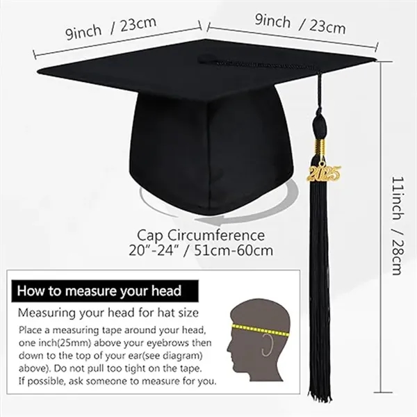 Graduation Cap with 2025 Tassel - Graduation Cap with 2025 Tassel - Image 1 of 11