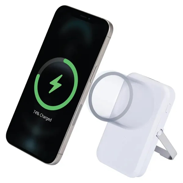 MagSafe Compatible 5000 mAh Magnetic Power Bank w/Stand - MagSafe Compatible 5000 mAh Magnetic Power Bank w/Stand - Image 3 of 4