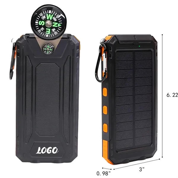 10000mAh Solar Energy Power Bank with LED Light and Compass - 10000mAh Solar Energy Power Bank with LED Light and Compass - Image 1 of 6