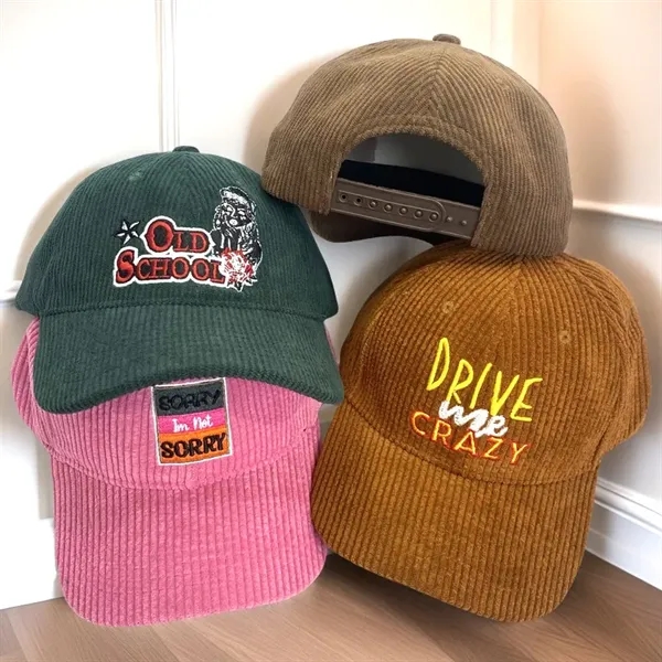Adjustable Cotton Corduroy Baseball Cap - Adjustable Cotton Corduroy Baseball Cap - Image 1 of 9