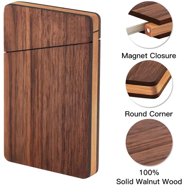 Walnut Wood Business Card Holder with Magnetic Closure - Walnut Wood Business Card Holder with Magnetic Closure - Image 1 of 2