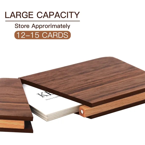 Walnut Wood Business Card Holder with Magnetic Closure - Walnut Wood Business Card Holder with Magnetic Closure - Image 2 of 2