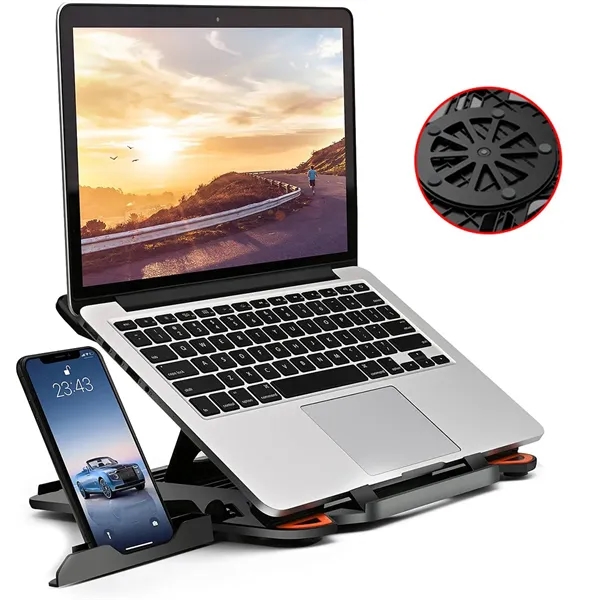 360 degree Adjustable Laptop Stand with Phone Holder - 360 degree Adjustable Laptop Stand with Phone Holder - Image 0 of 2