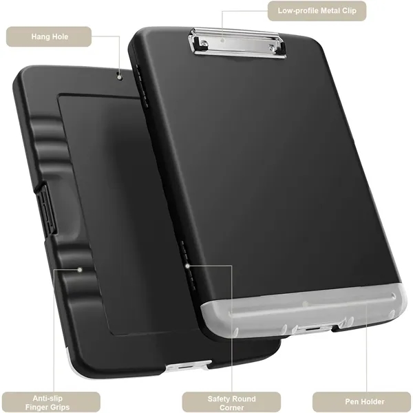 A4 Clipboard with Storage Compartment & Pen Holder - A4 Clipboard with Storage Compartment & Pen Holder - Image 2 of 7